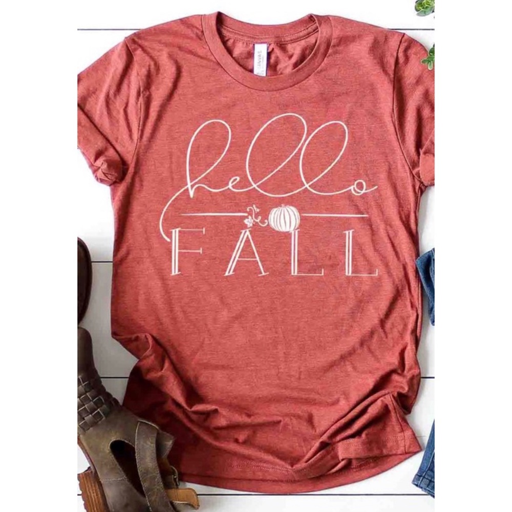 Heather Clay Hello Fall Graphic Tee T-Shirt